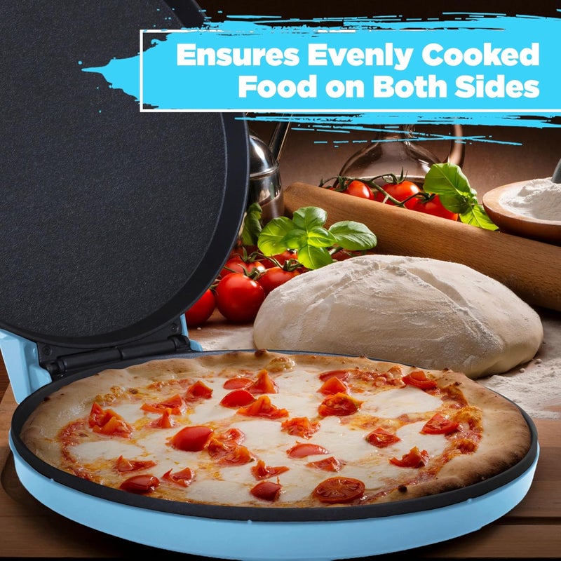 COURANT Pizza Maker 12 inch Pizzas Machine, Newly improved Cool-touch Handle Non-Stick plates Pizza oven & CalzoneMaker, Electric Countertop Oven for Home or School, 12” Indoor Grill/Griddle, Teal - Image 5